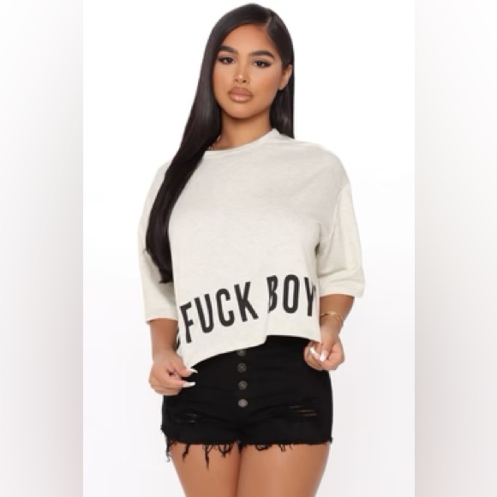 “No F**k Boys” flowy crop tee